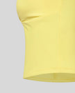 Closeup of ruched crossover underbust detail on Contour Ruched Yoga Top