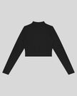 Contour Yoga Jacket in black with fitted cropped silhouette back view