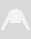 Contour Yoga Jacket in white with fitted cropped silhouette back view