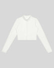 Contour Yoga Jacket in white with full-zip front and contour seams front view
