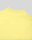 Closeup of back stand collar on Contour Yoga Jacket in yellow