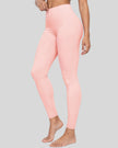Angled front view showing the high-rise fit of Contour Yoga Leggings in pink