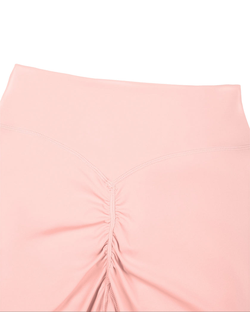 Closeup of high-rise waistband and ruched back detail on Contour Yoga Leggings