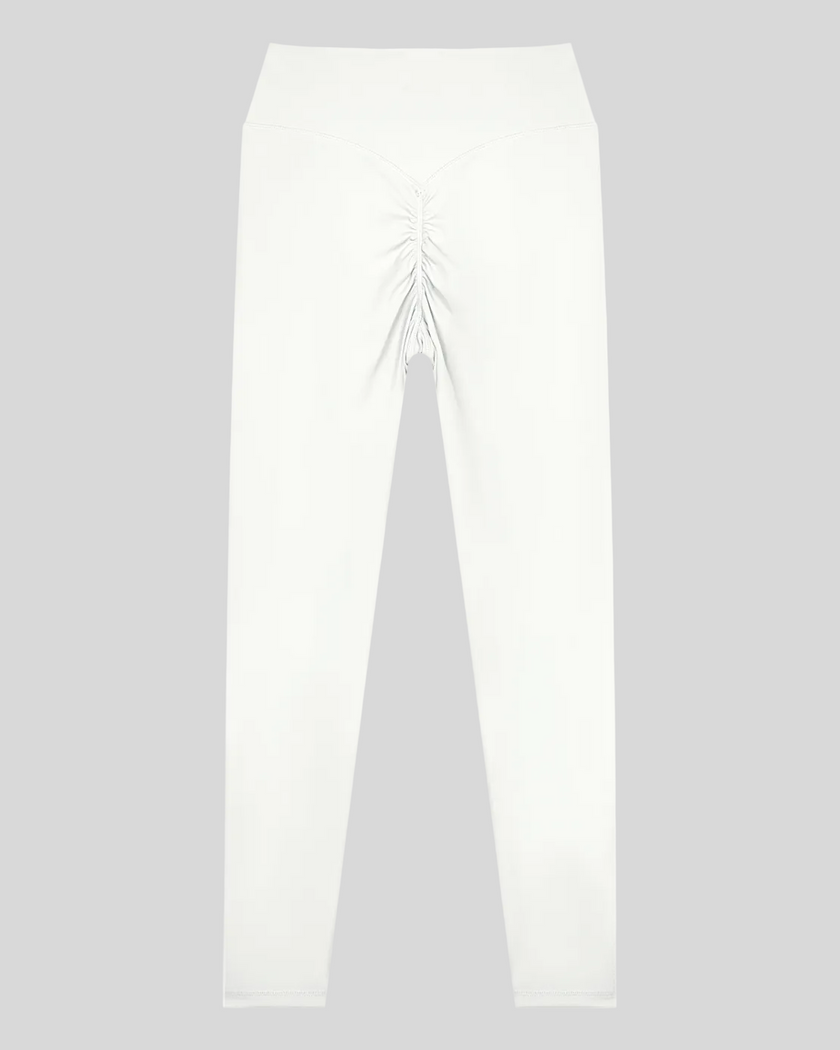 Contour Yoga Leggings in white with ruched back detail back view