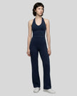 Model wearing the Contour Yoga Pants in Navy Blue, front full body view