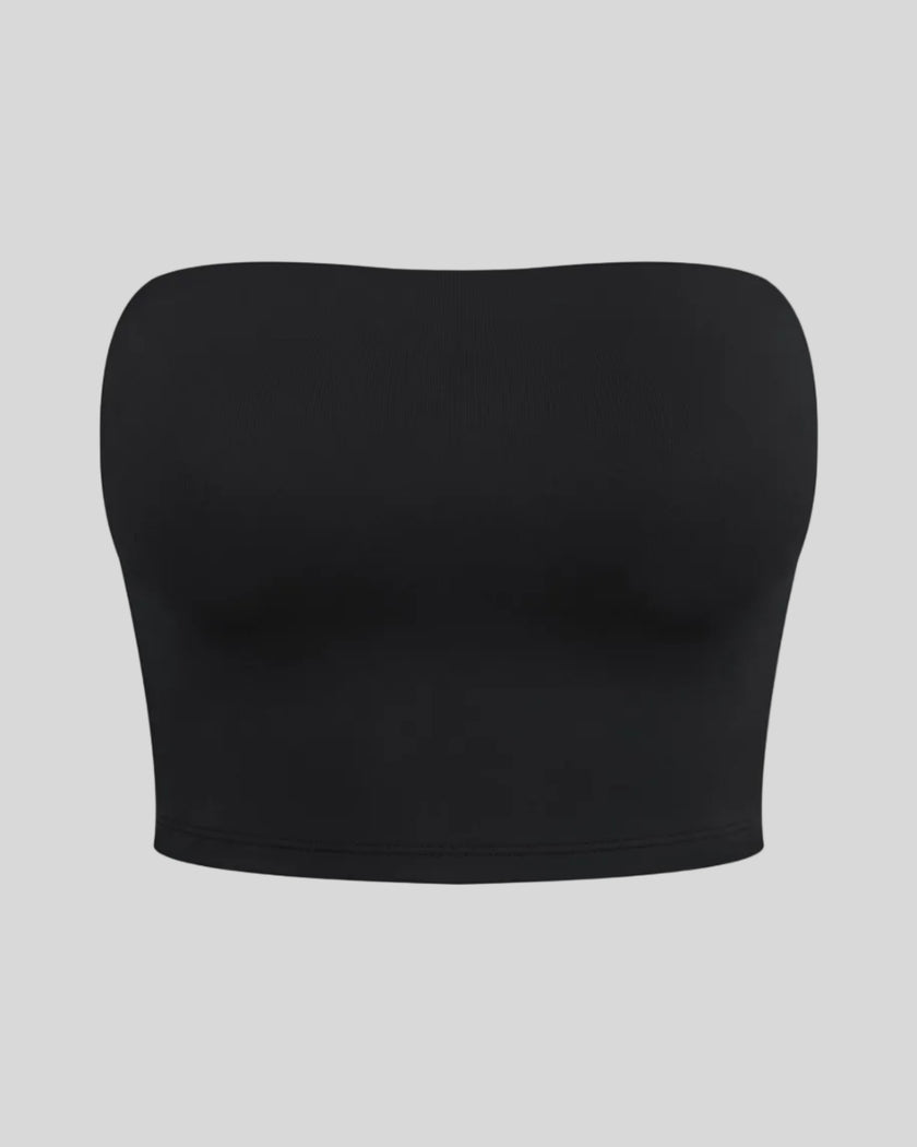 Contour Yoga Tube Top in Black front view