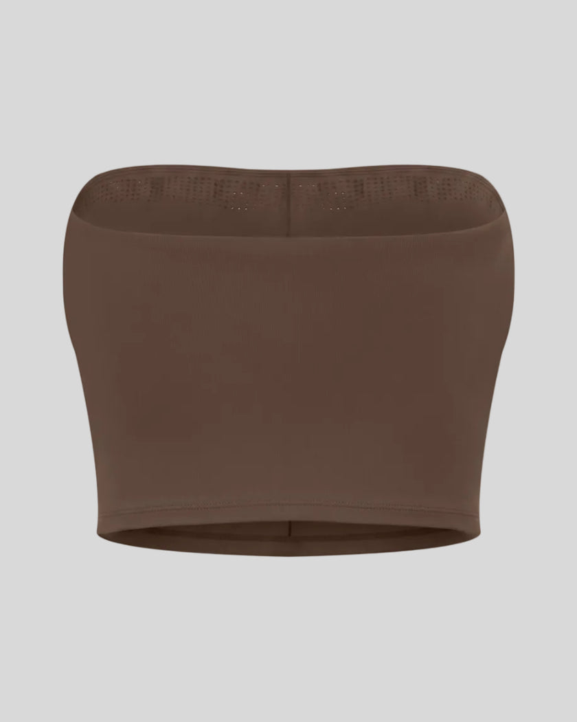 Contour Yoga Tube Top in Brown back view