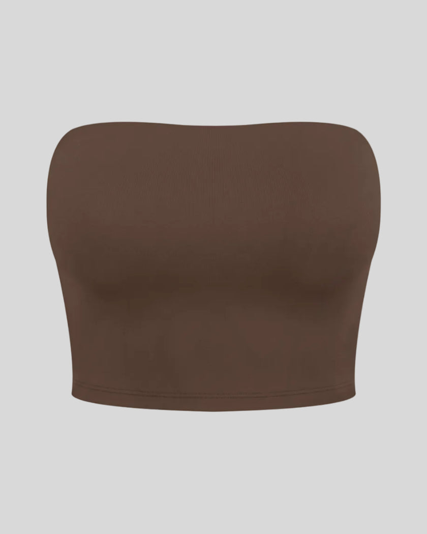 Contour Yoga Tube Top in Brown front view