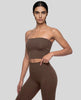 Model wearing the Contour Yoga Tube Top in Brown, front view
