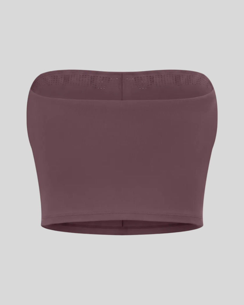 Contour Yoga Tube Top in Plum Purple back view