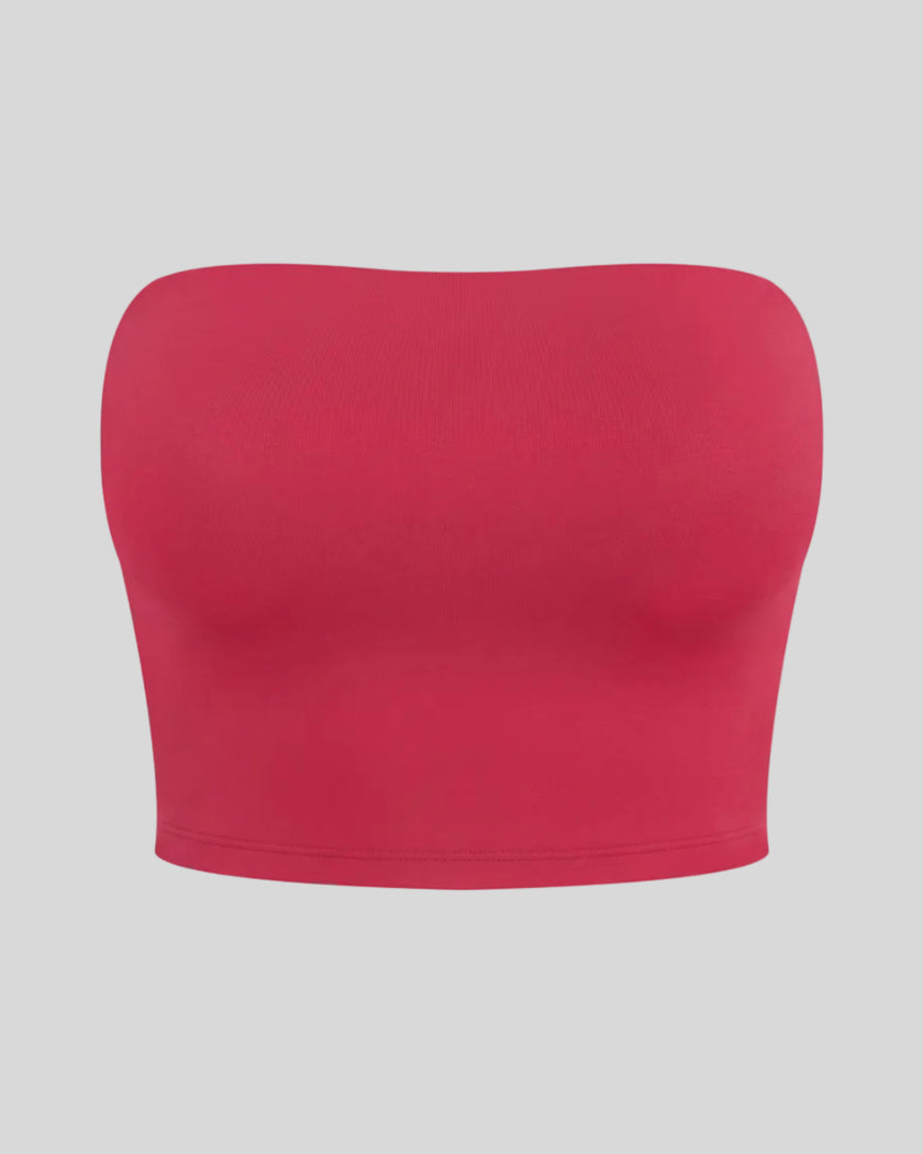 Contour Yoga Tube Top in Rose Red front view
