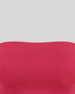 Close-up of the strapless neckline on the Contour Yoga Tube Top in Rose Red