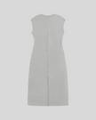 ContourEase Ruched Maxi Dress in Flower Gray, flat lay back view showing streamlined maxi silhouette