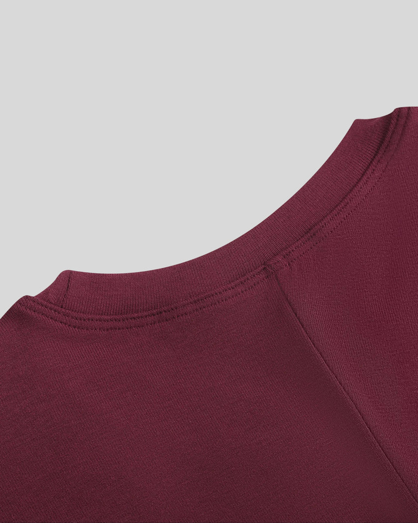 ContourEase Ruched Maxi Dress in Wine Red, closeup of back neckline and shoulder construction