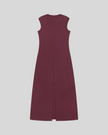 ContourEase Sleeveless Maxi Dress in Wine Red, flat lay back view with streamlined silhouette and back slit