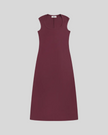 ContourEase Sleeveless Maxi Dress in Wine Red, flat lay front view with U-neckline and slim silhouette