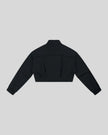 ContourEase Stand Collar Jacket in Black back view with relaxed boxy silhouette