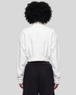 Upper body back view of woman wearing ContourEase Stand Collar Jacket in Oat Gray