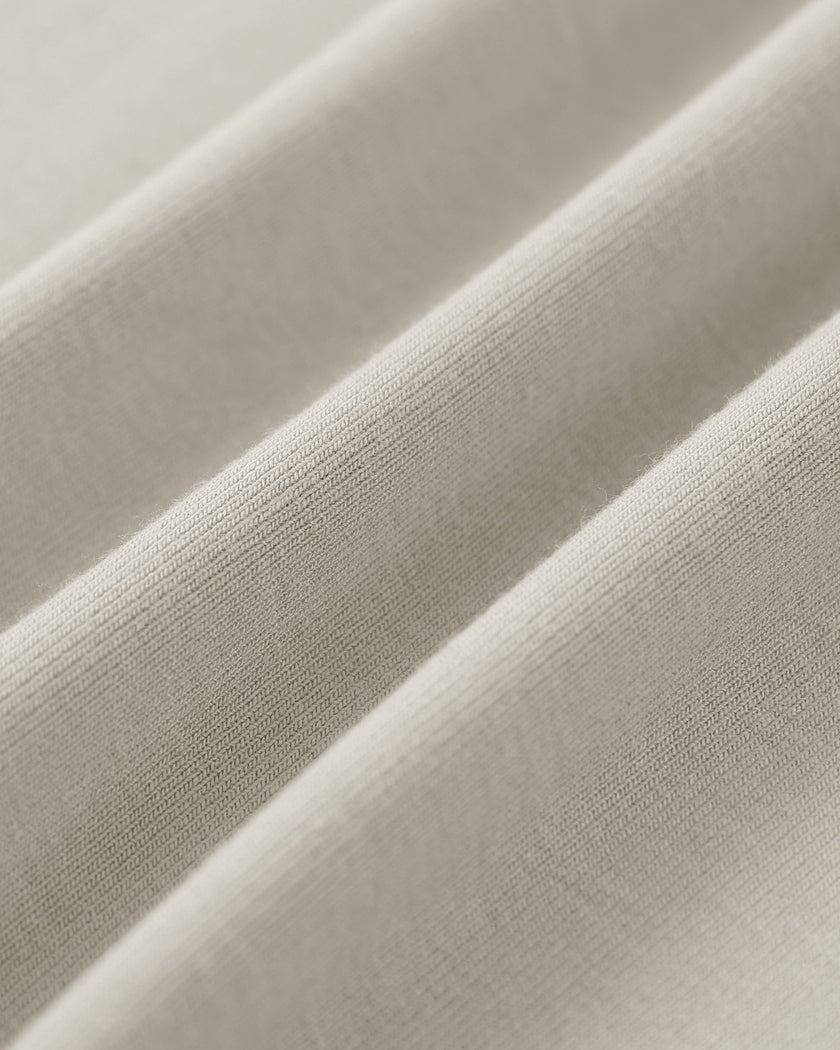 ContourEase V-Neck Maxi Dress in Light Gray, closeup of soft stretch viscose-blend knit fabric
