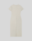 ContourEase V-Neck Maxi Dress in Light Gray, flat lay back view showing streamlined silhouette and back slit