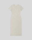 ContourEase V-Neck Maxi Dress in Light Gray, flat lay front view showing slim silhouette and V-neckline