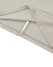 ContourEase V-Neck Maxi Dress in Light Gray, closeup of straight hem and back slit detail