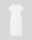 ContourEase V-Neck Maxi Dress in White, flat lay front view showing slim silhouette and V-neckline