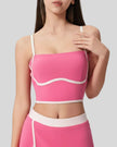ContourEdge active cami in fuchsia pink front view with square neckline and contrast trim