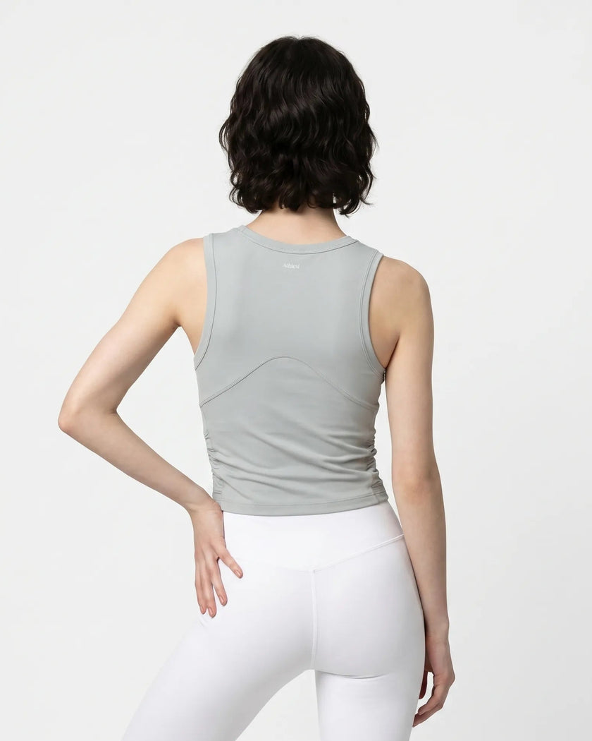 Back view of the ContourForm Studio Tank in light gray