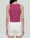 Back view of the ContourForm Studio Tank in rose red