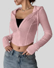 ContourZip Ribbed Jacket in pink left angled view showing contour fit and structure