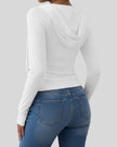 ContourZip Ribbed Jacket in white back view showing fitted silhouette