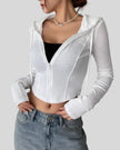 ContourZip Ribbed Jacket in white left angled view showing contour fit and structure
