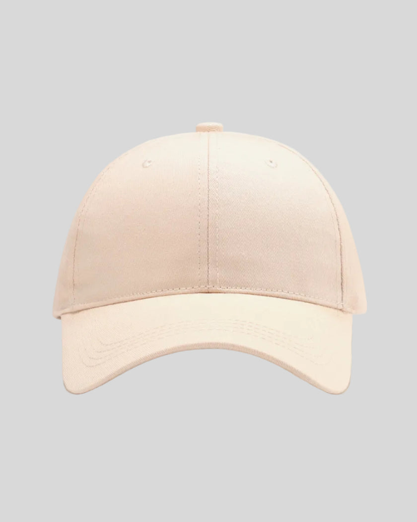 CoreForm Essential Cap in cream front view with structured crown and curved brim