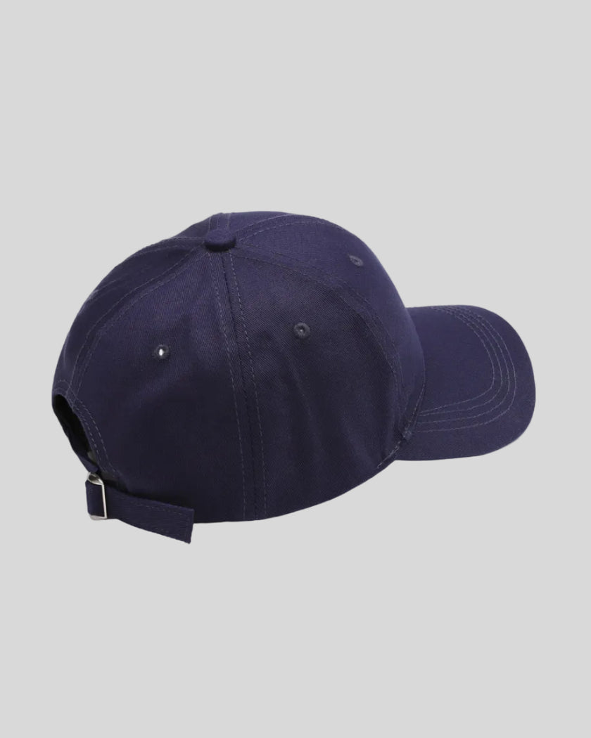 CoreForm Essential Cap in dark blue back angle view with adjustable strap detail