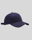 CoreForm Essential Cap in dark blue front angle view with structured crown and curved brim