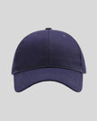 CoreForm Essential Cap in dark blue front view with structured crown and curved brim