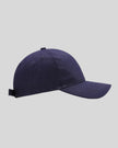 CoreForm Essential Cap in dark blue side view with structured crown and curved brim