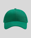 CoreForm Essential Cap in dark green front view with structured crown and curved brim