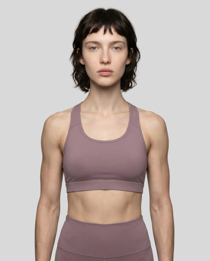 CoreForm Sports Bra in ash purple, front view styled on model