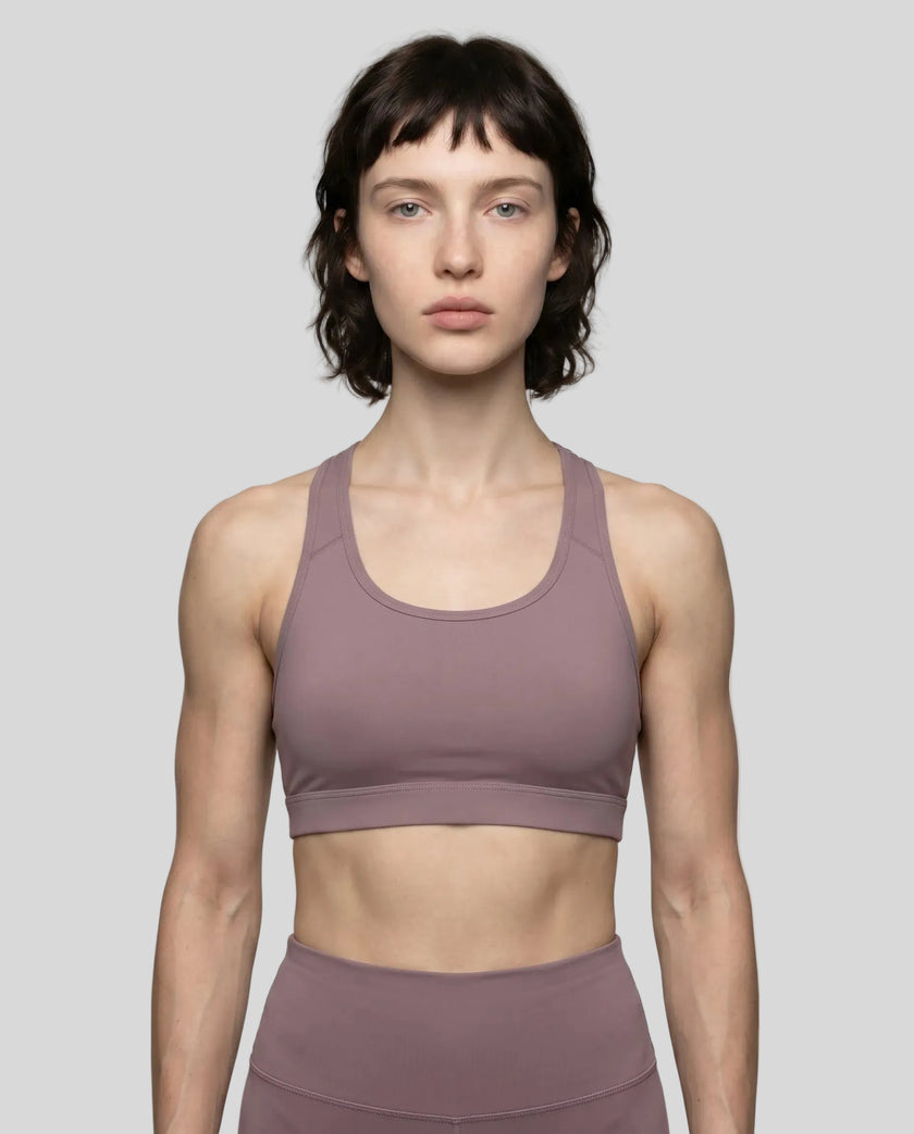 CoreForm Sports Bra in ash purple, front view styled on model