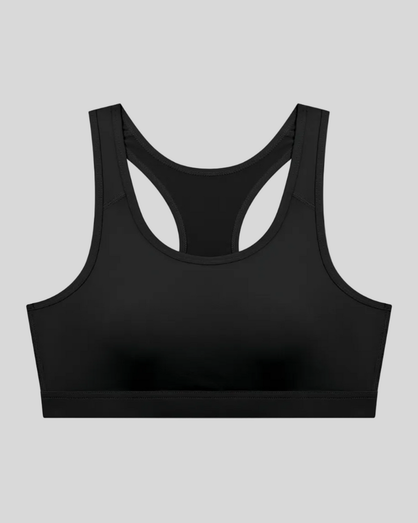 Athlesi black CoreForm sports bra front view