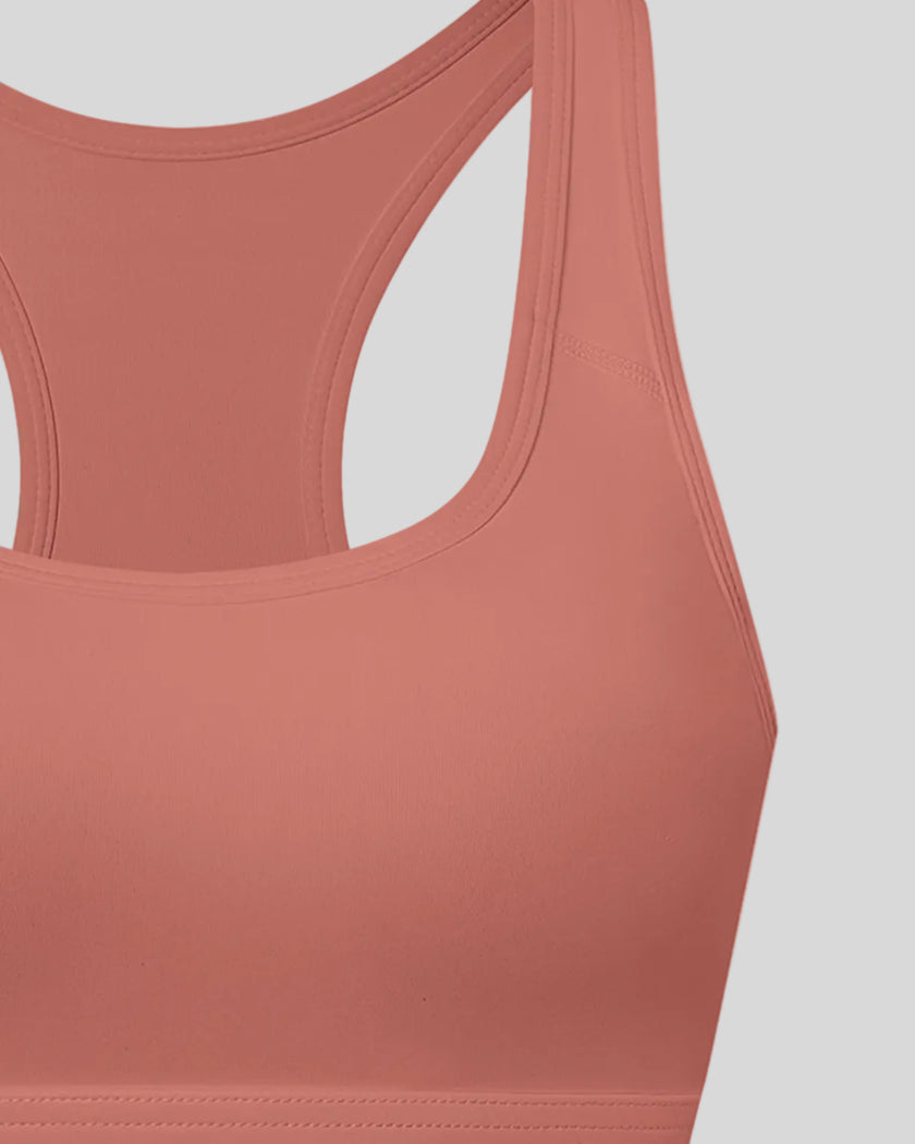 Athlesi CoreForm sports bra U neckline closeup
