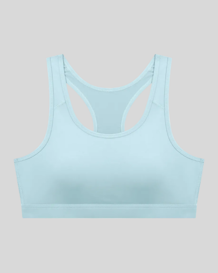 Athlesi sky blue CoreForm sports bra front view