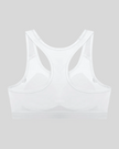 White CoreForm sports bra back view Athlesi branding