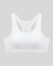 Athlesi white CoreForm sports bra front view