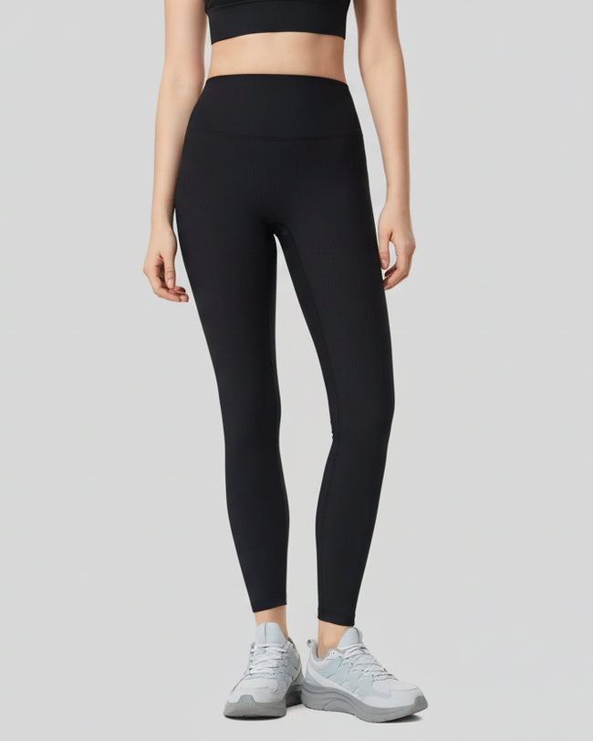 Black ribbed high-waist CoreLift Sculpt Legging front view