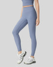 Angled front view of light blue ribbed CoreLift Sculpt Legging
