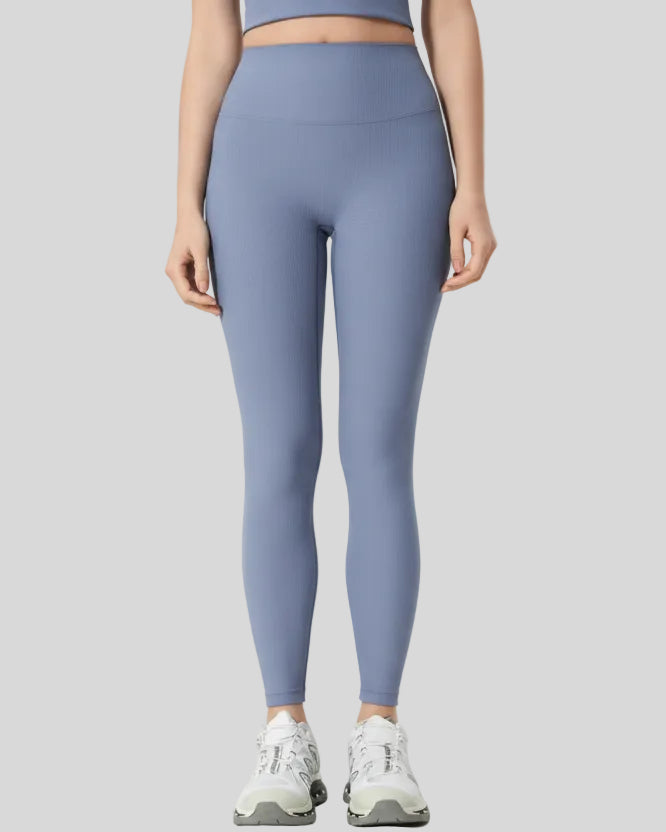 Light blue ribbed high-waist CoreLift Sculpt Legging front view