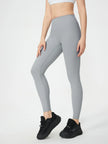 Angled front view of light gray ribbed CoreLift Sculpt Legging